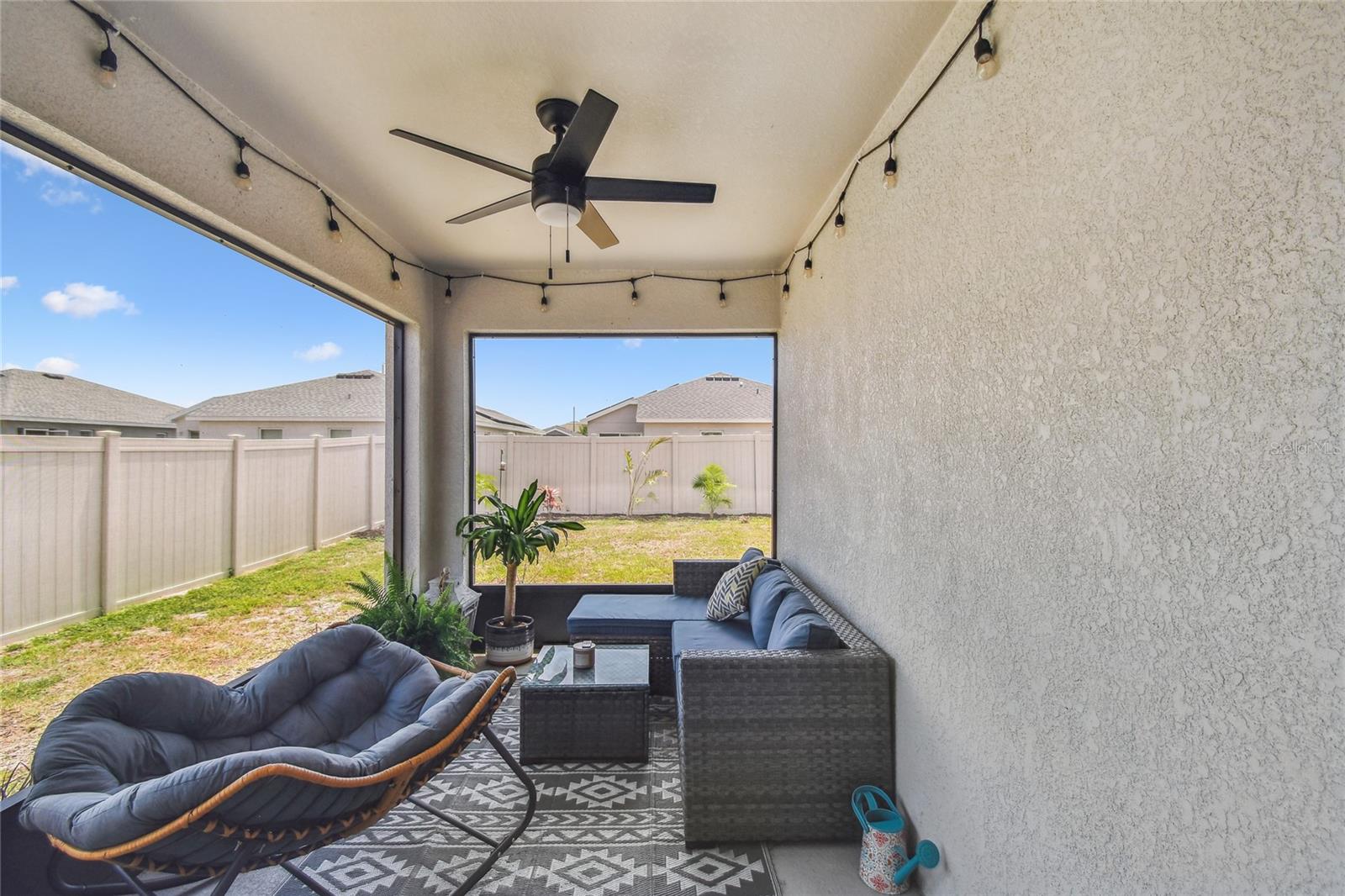 Covered /Screened Lanai w/ Edison Lighting