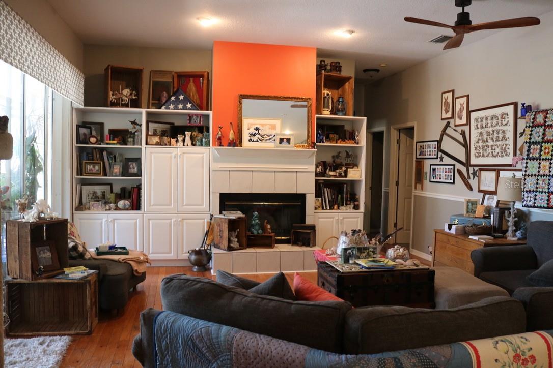 Family Room with Wood Burning Fireplace
