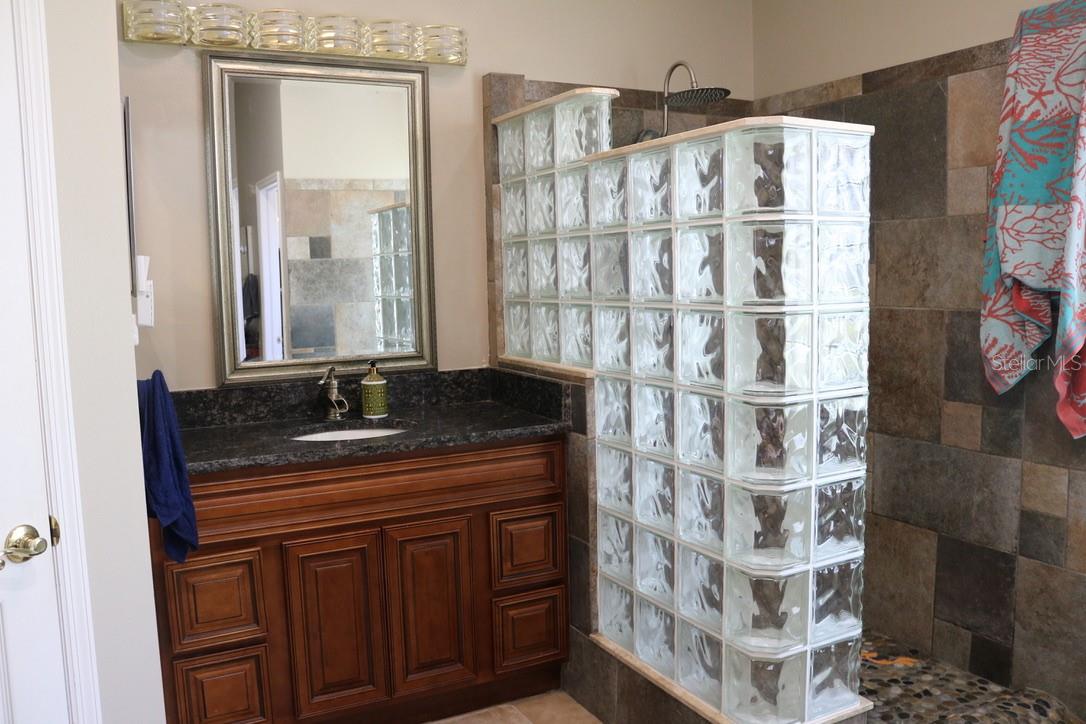 Glass Shower Wall in Primary Mathroom