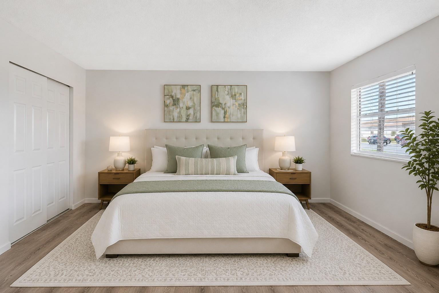 Primary bedroom with dual closets