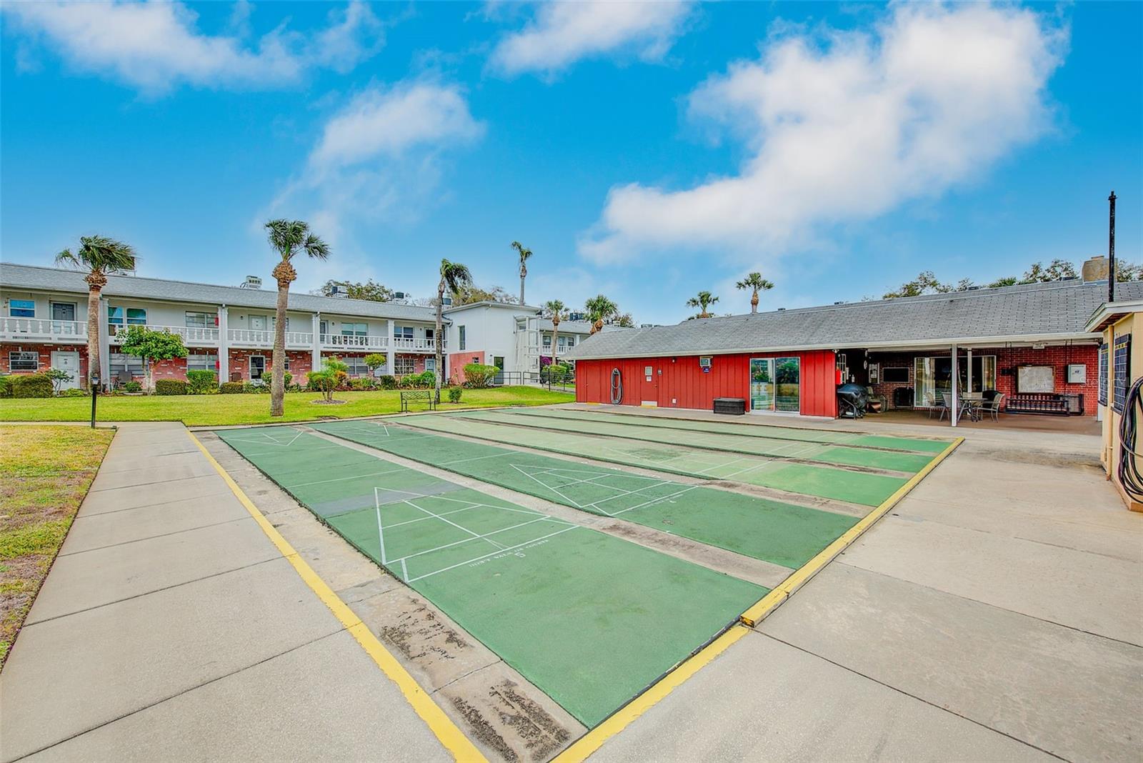 View of shuffleboard courts