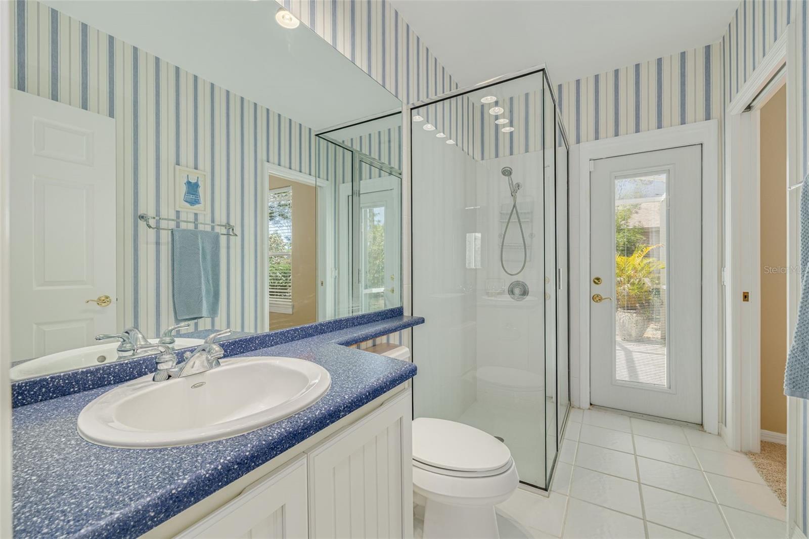 Pool bath with shower