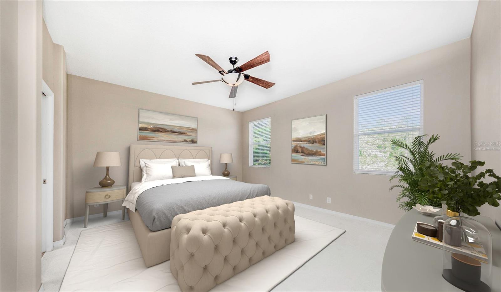 Virtually Staged Primary Bedroom