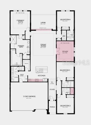 Additional Highlights Include: tray ceiling package, gourmet kitchen, study in place of flex, walk in shower at bath 2, 8' interior doors, pocket sliding glass door to covered lanai, pre-plumb for future laundry sink.