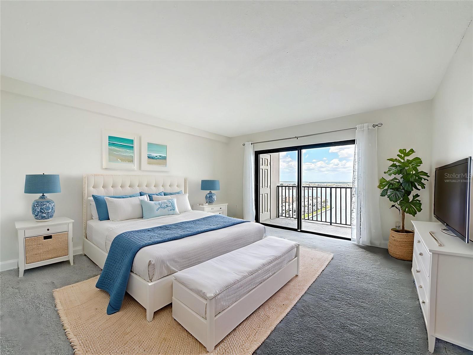 Virtually staged primary bedroom