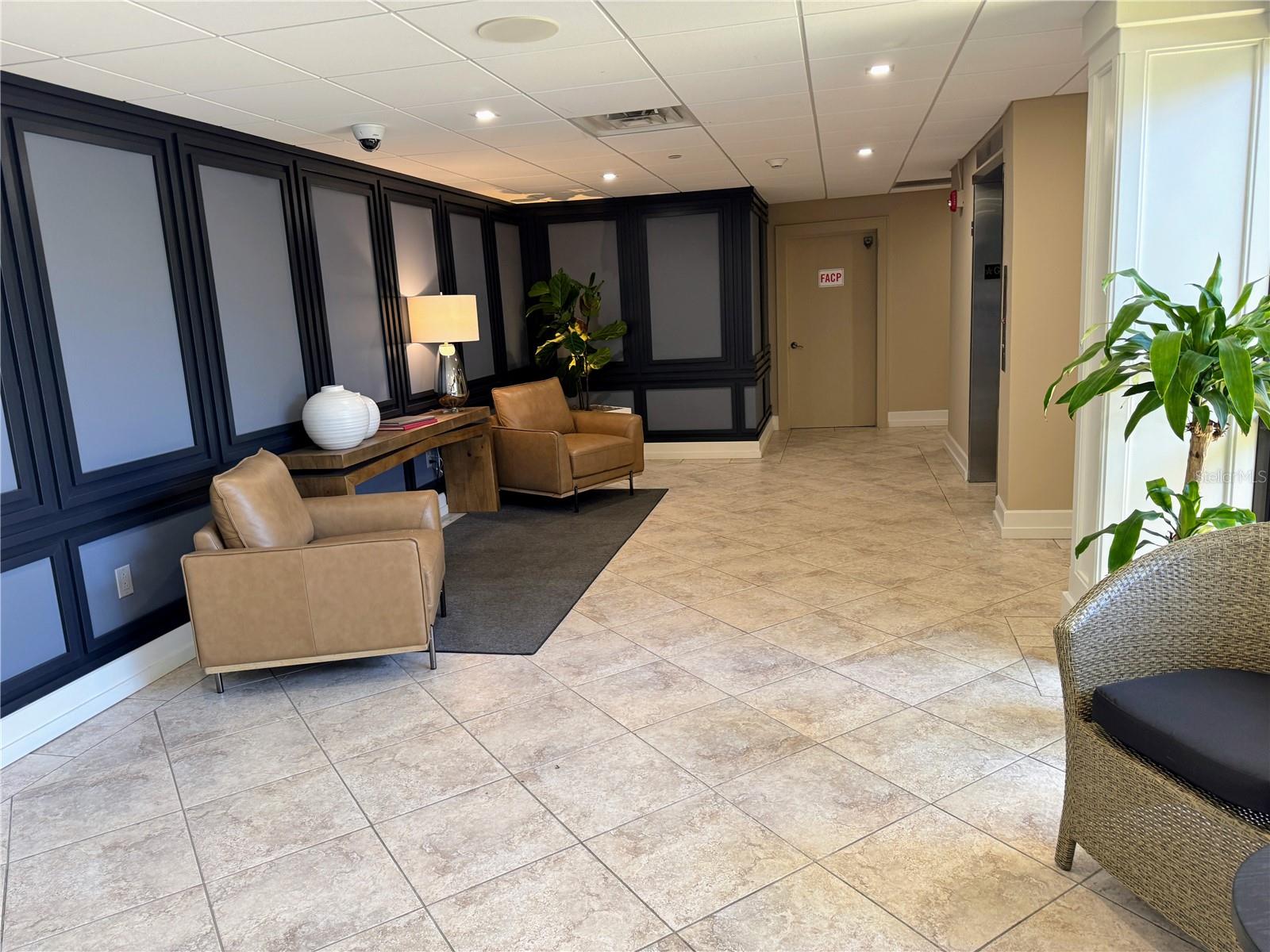 Lobby area in the Admiral building - there are 2 elevators in the Admiral building, one for each side of the building