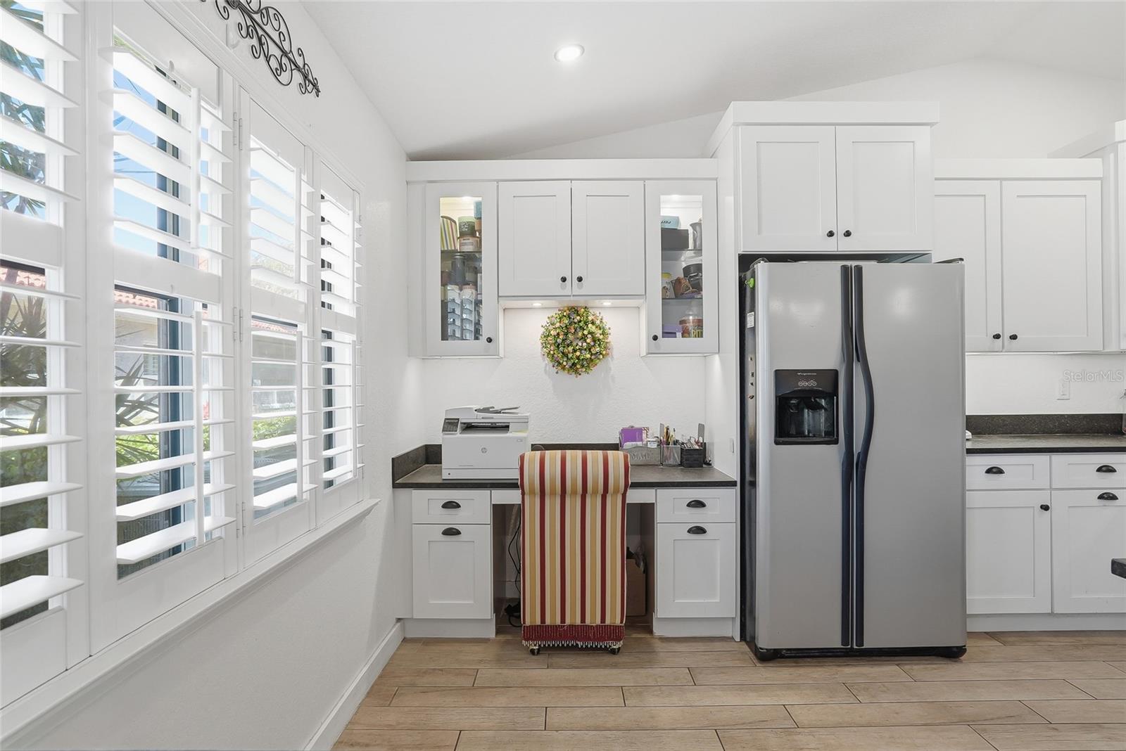 Functional and organized built in desk space.