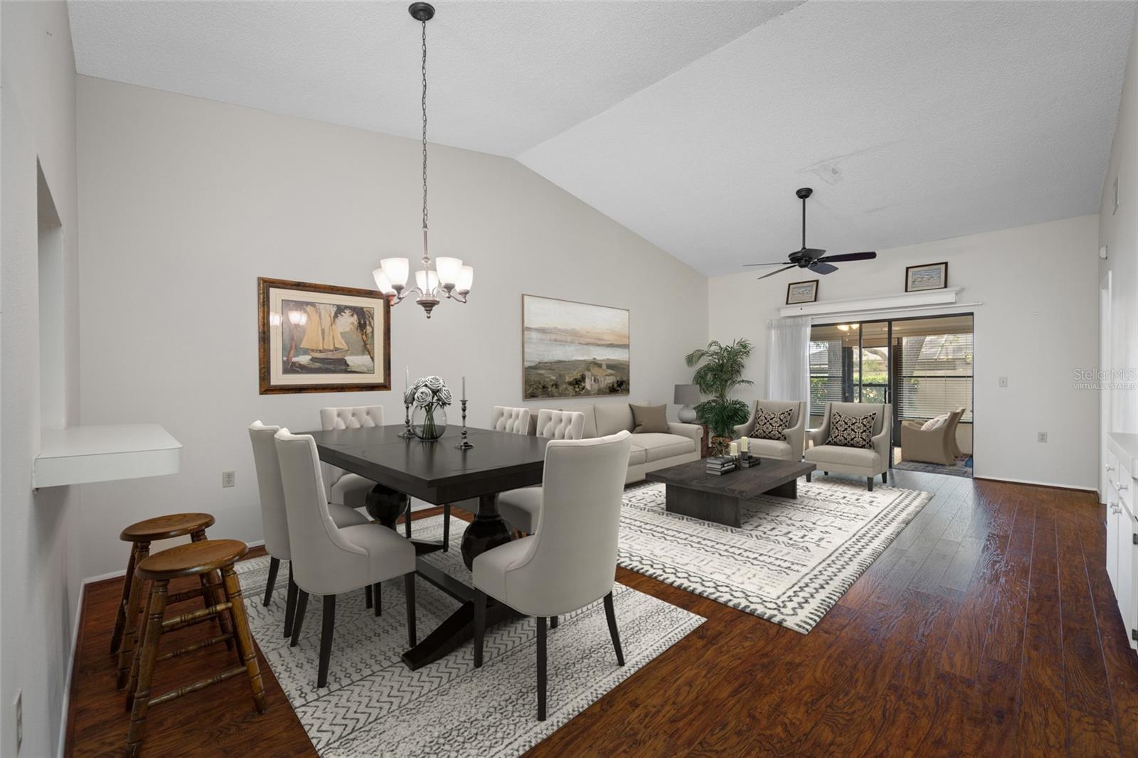Virtually Staged Dining, Living and Back Room