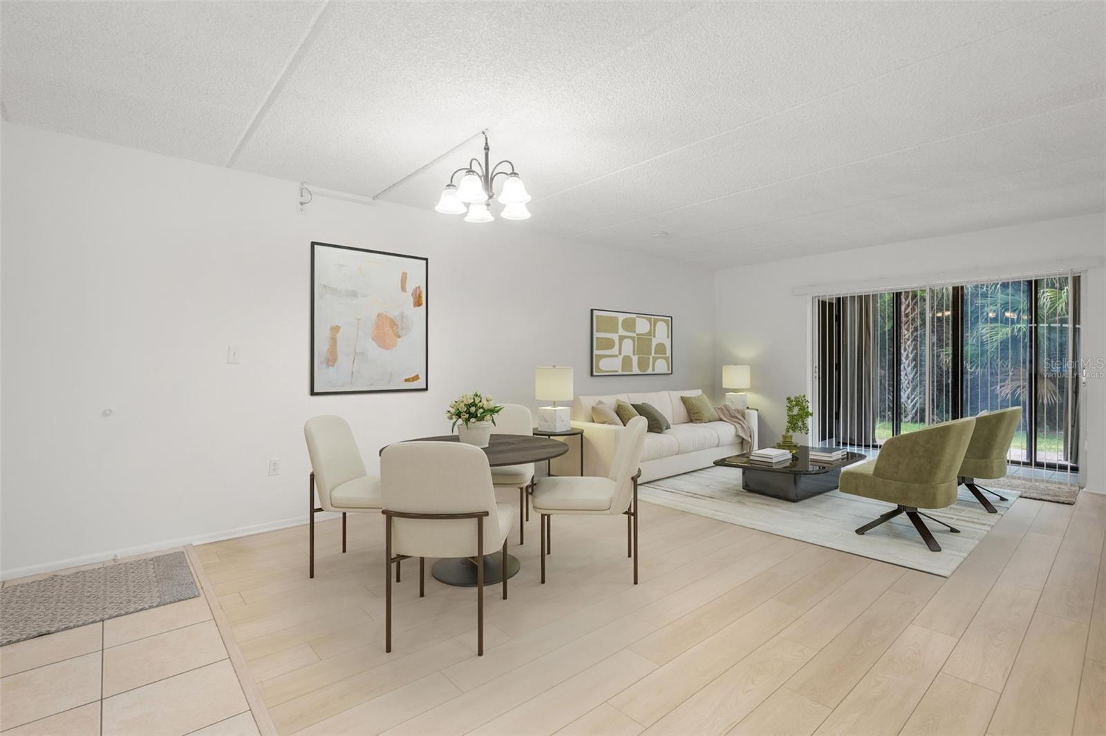 virtually staged living room dining room