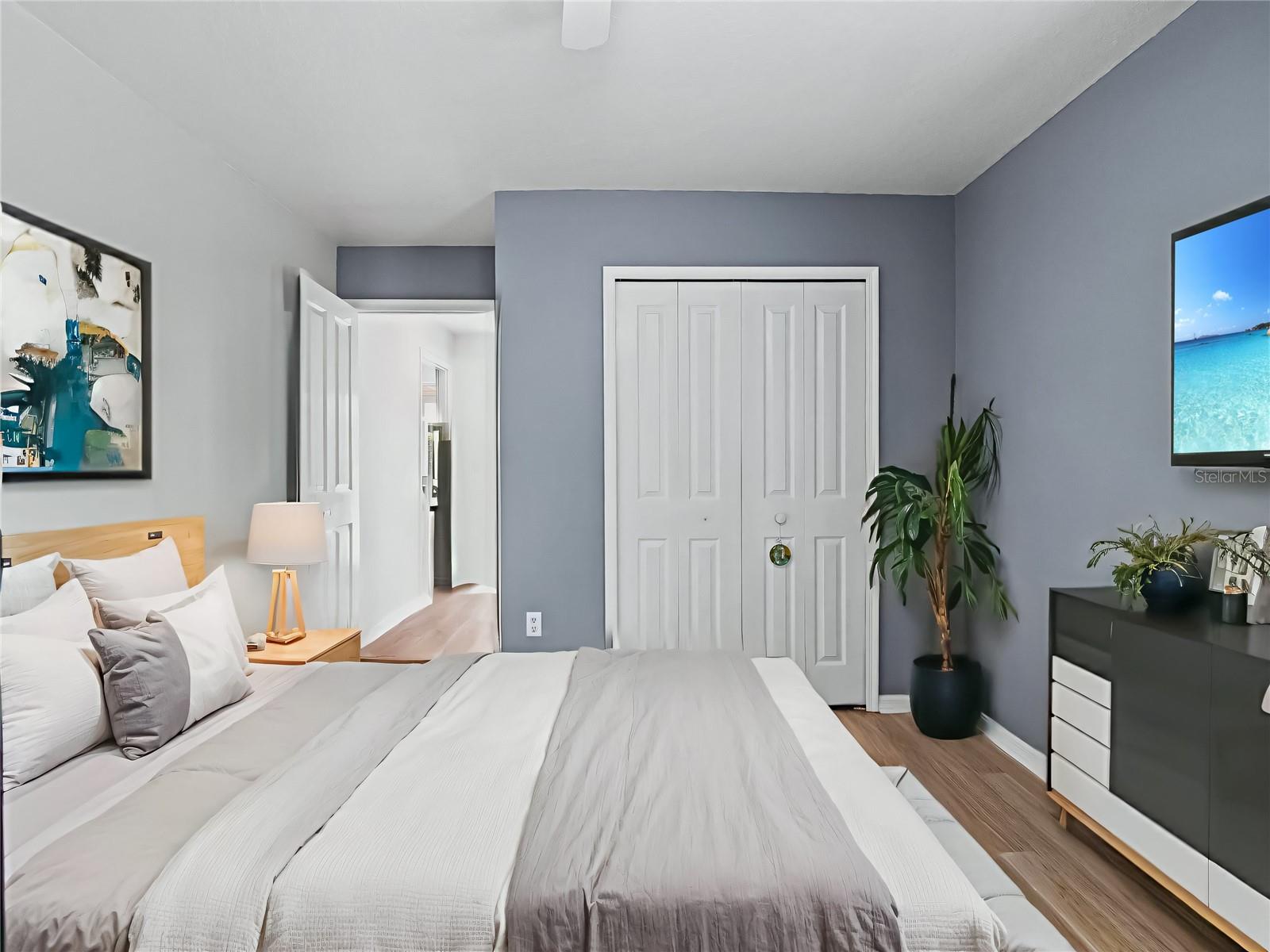 Spacious layout with dual closets and clean, modern finishes, offering plenty of storage and a relaxed atmosphere.