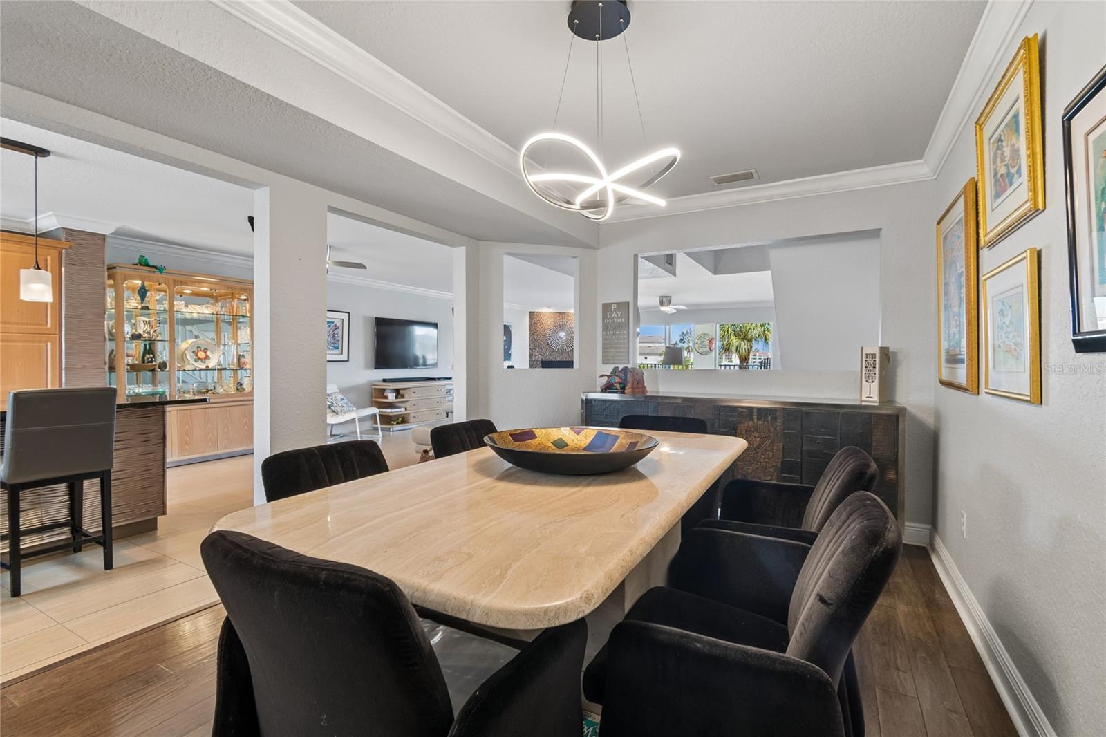 This is a formal dining room or could easily be an amazing office with a view