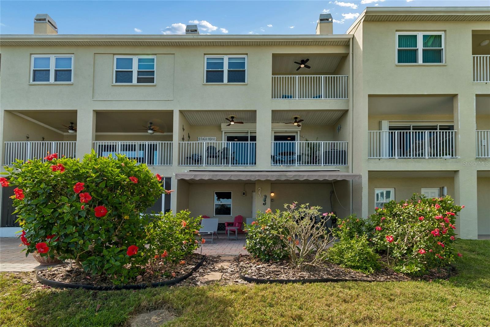 Three levels of Waterfront balconies
