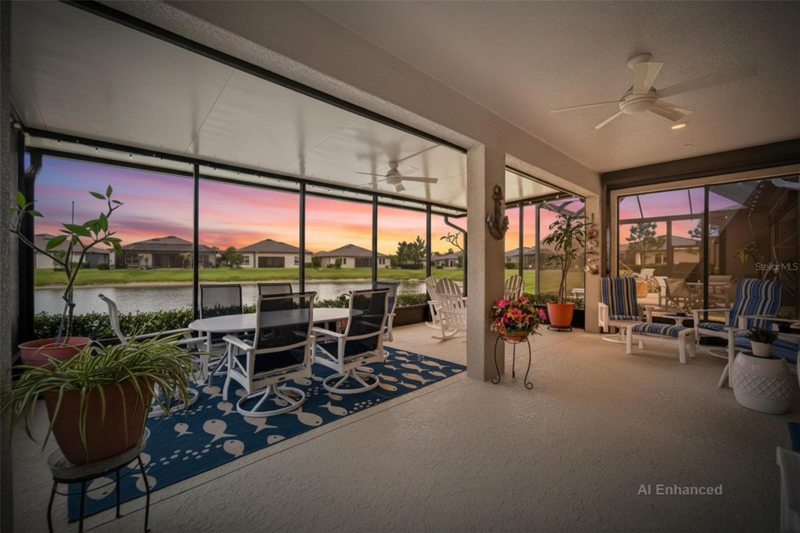 View of Pond from Lanai by night