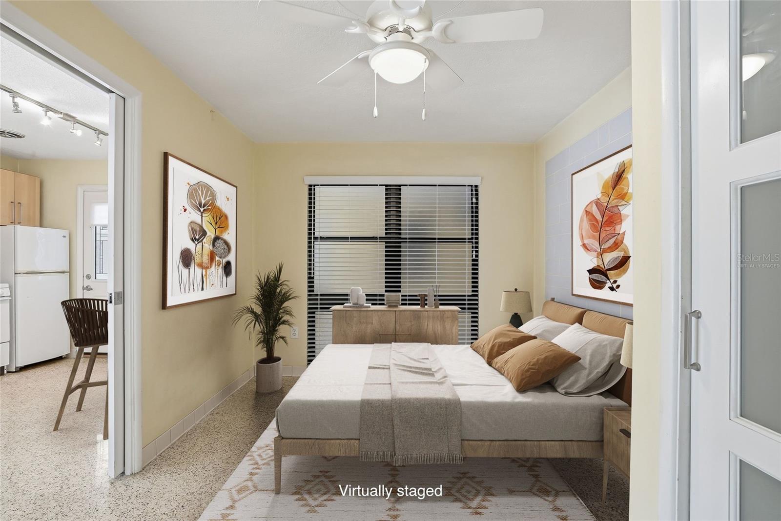 Virtually staged bedroom.