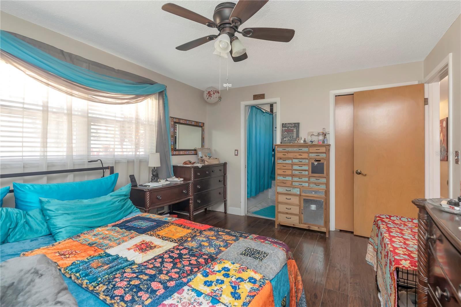 Master bedroom can accomodate a King bed, deep closet and ensuite bathroom.