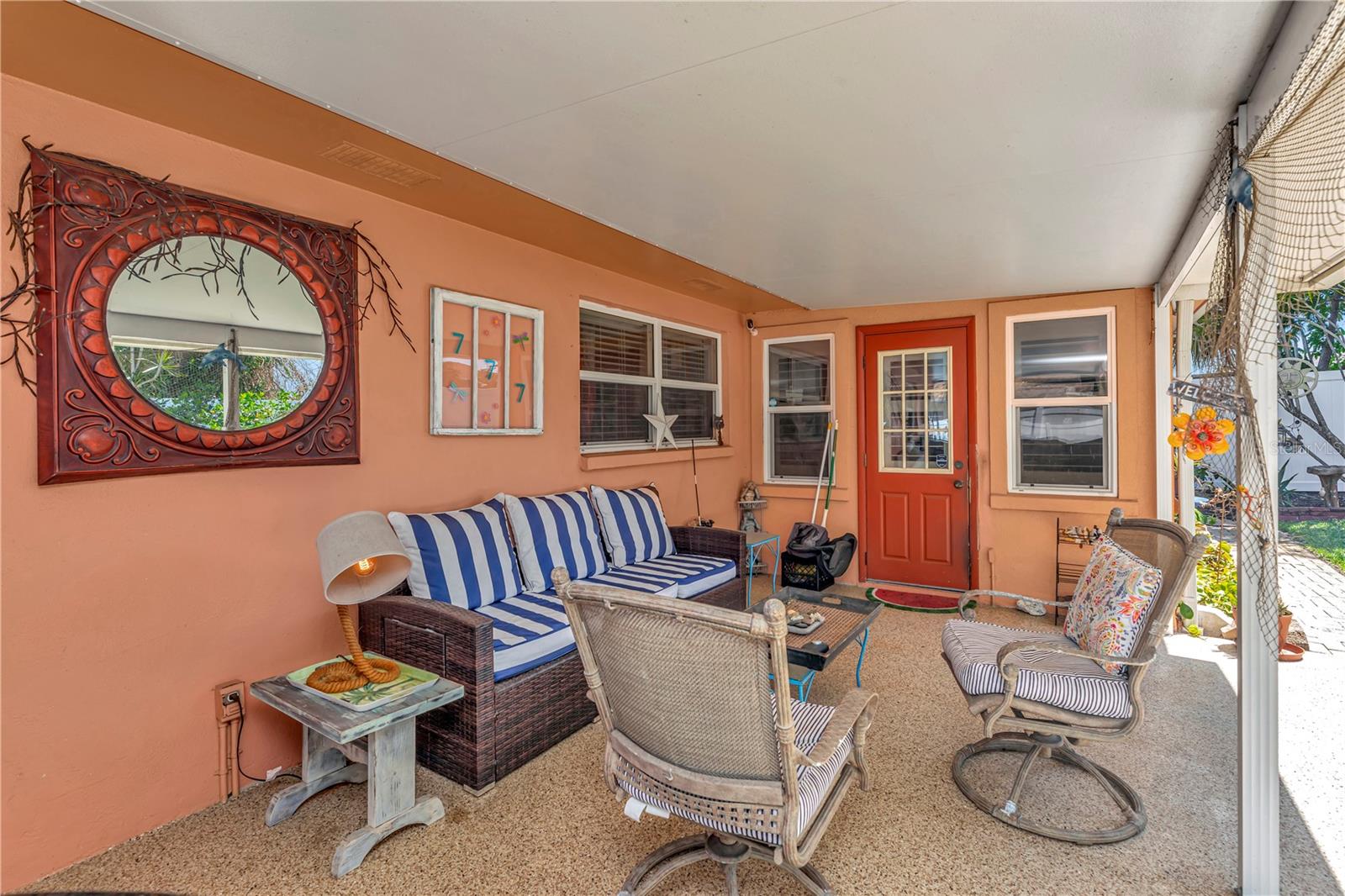 covered patio to enjoy the outdoors rain or shine.
