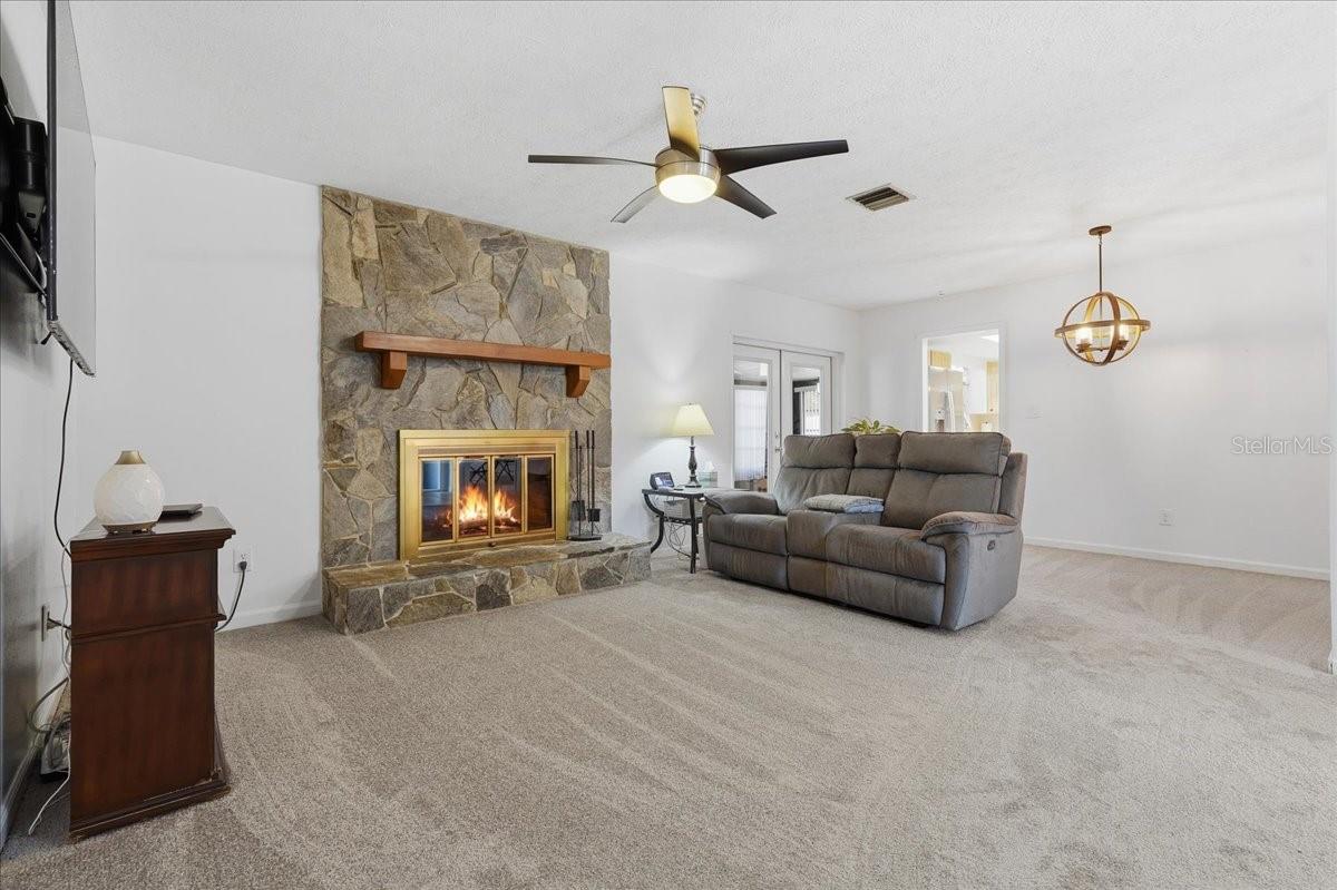 Living Room with Wood-burning Fireplace