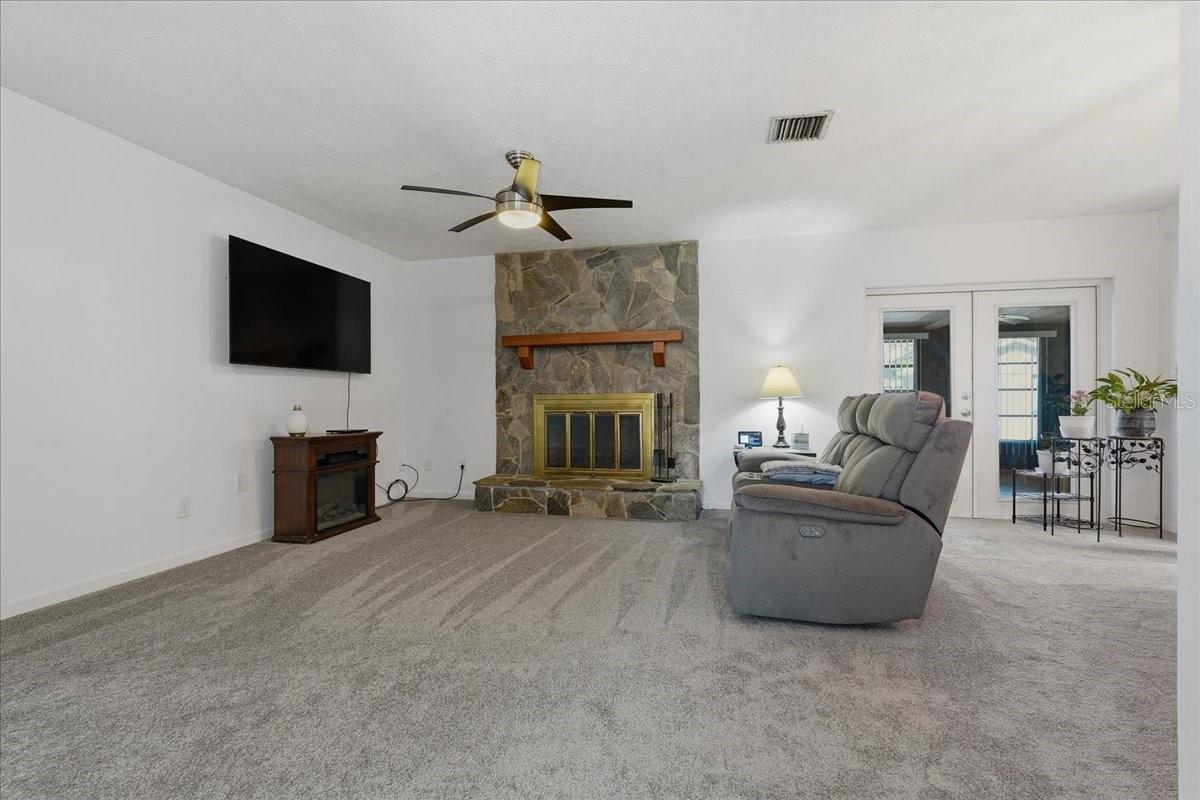 Living Room with French Doors to Florida Room