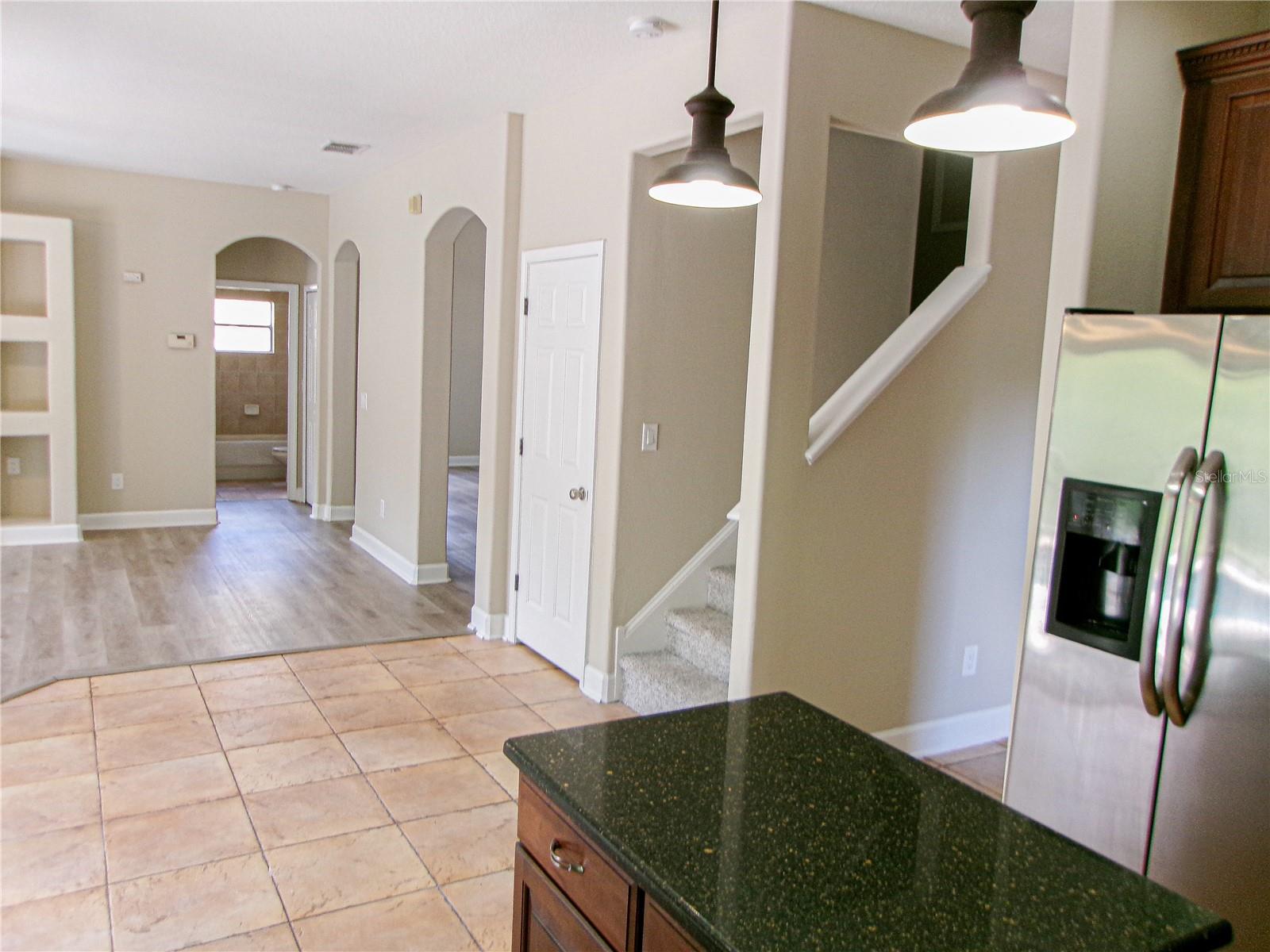 Kitchen and family room
