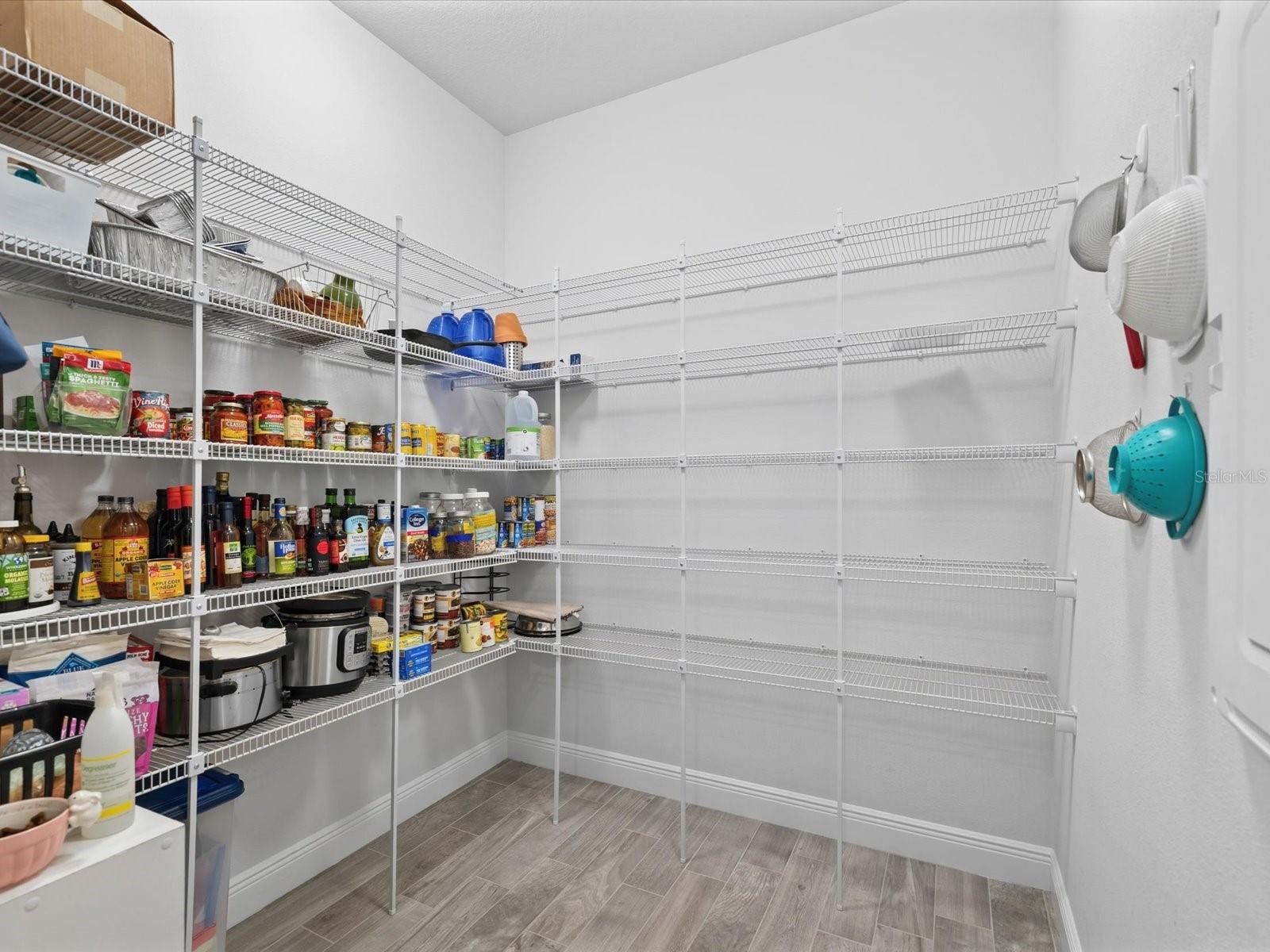 Generous walk-in pantry offering ample storage