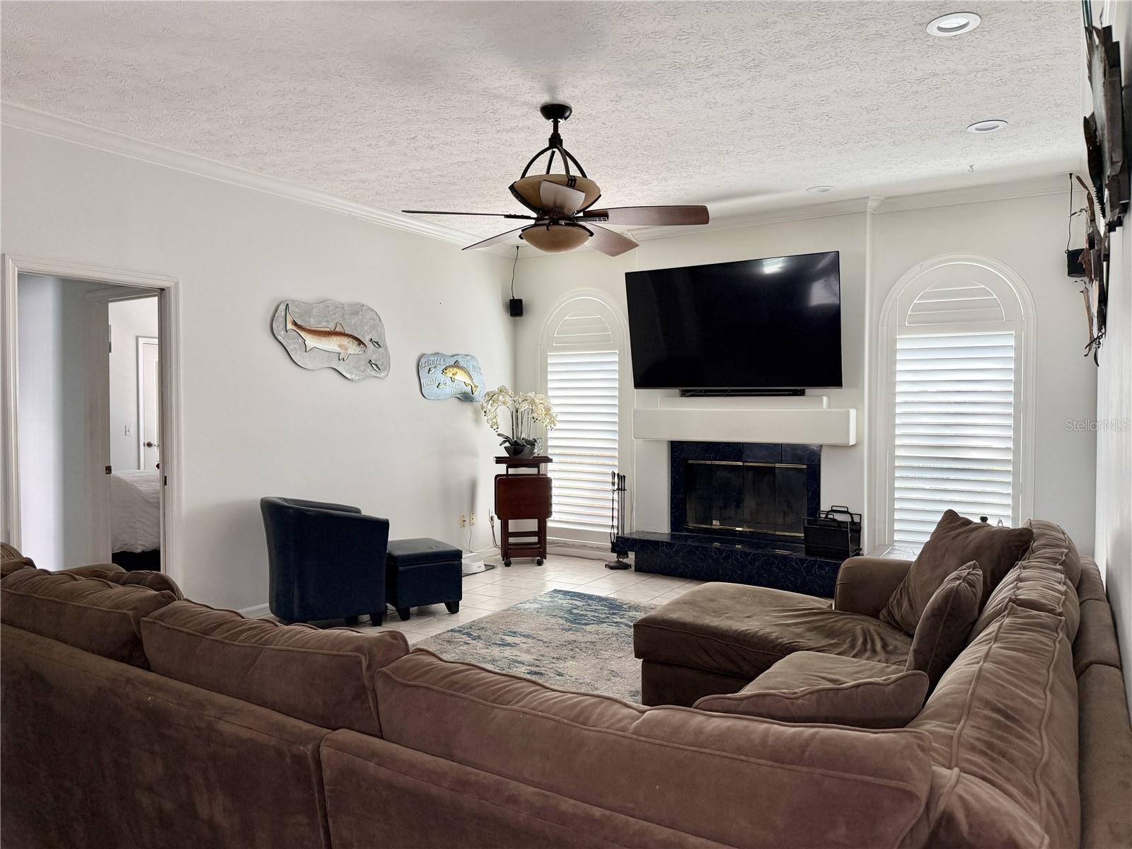 Family Room - High Ceilings and TV will Stay