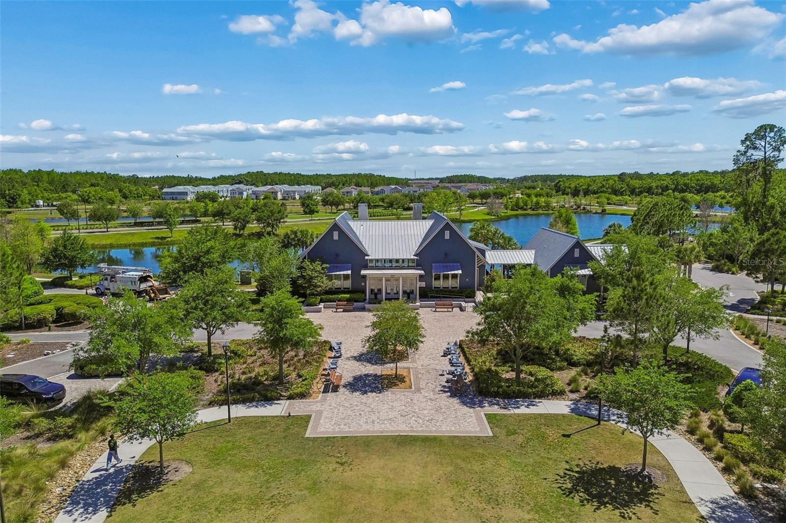 Big open field to play in at clubhouse