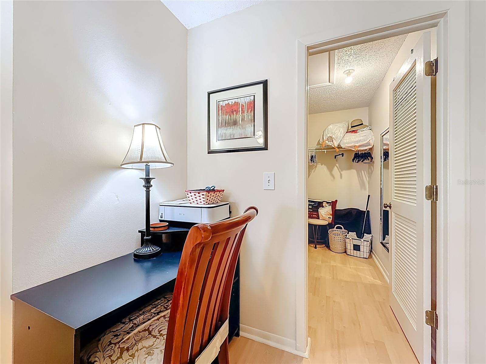 Office nook and walk-in closet