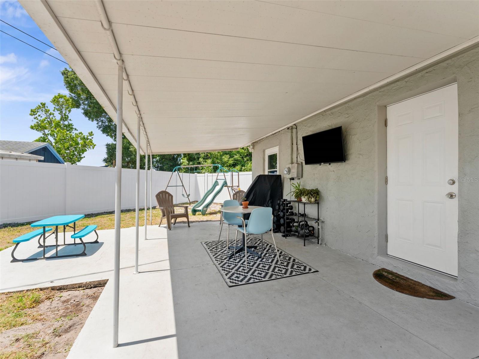 Back patio is perfect for hanging out or entertaining guests