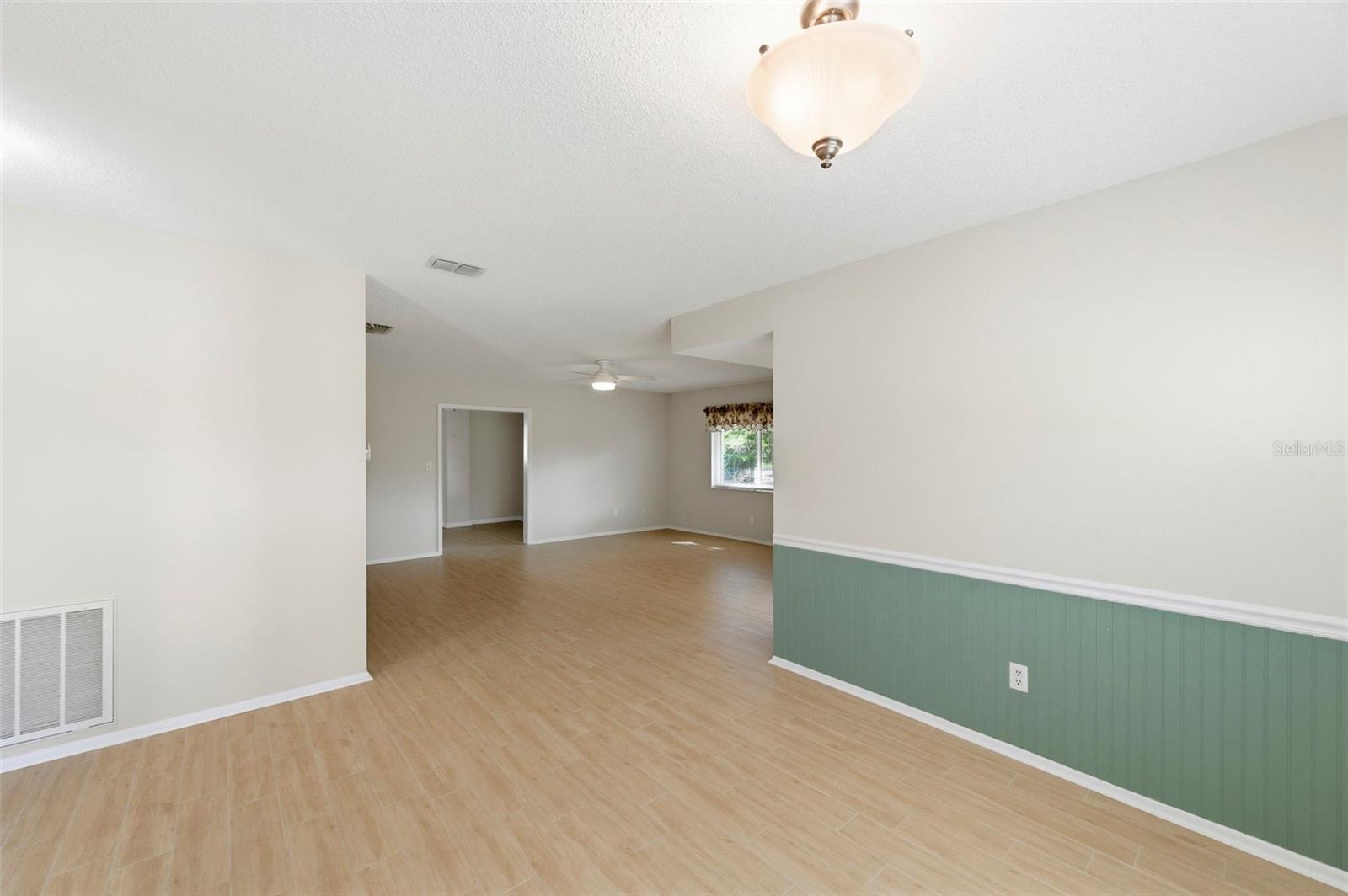 View from dining room to living room