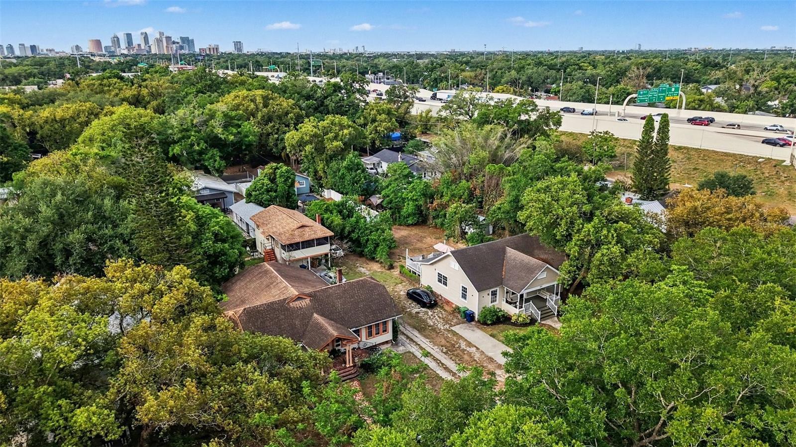 Aerial view highlighting property location and surroundings.