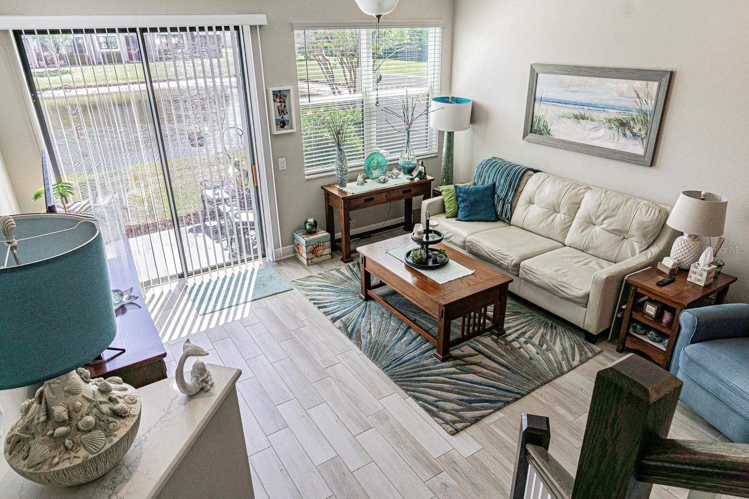 Great room overlooking pond.