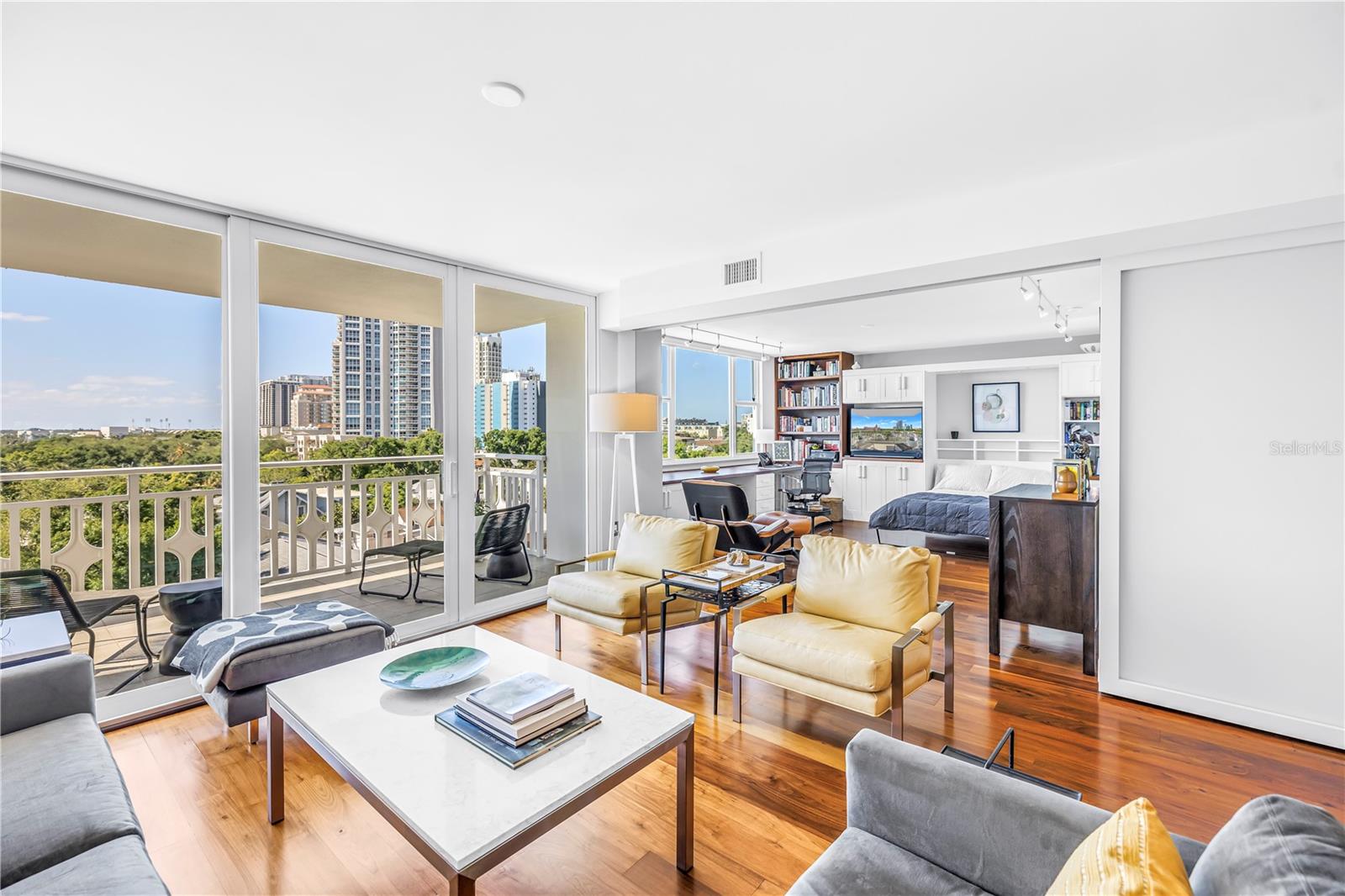 Living area is adjacent to the 2nd/Guest Room/Den with  ensuite bath