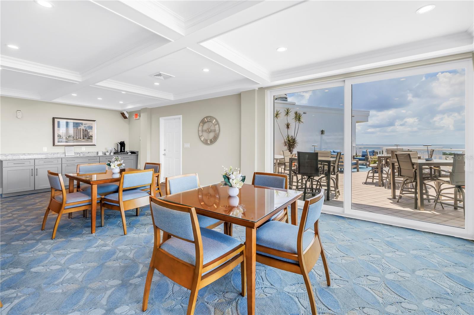 Harbour Room looking east over large terrace