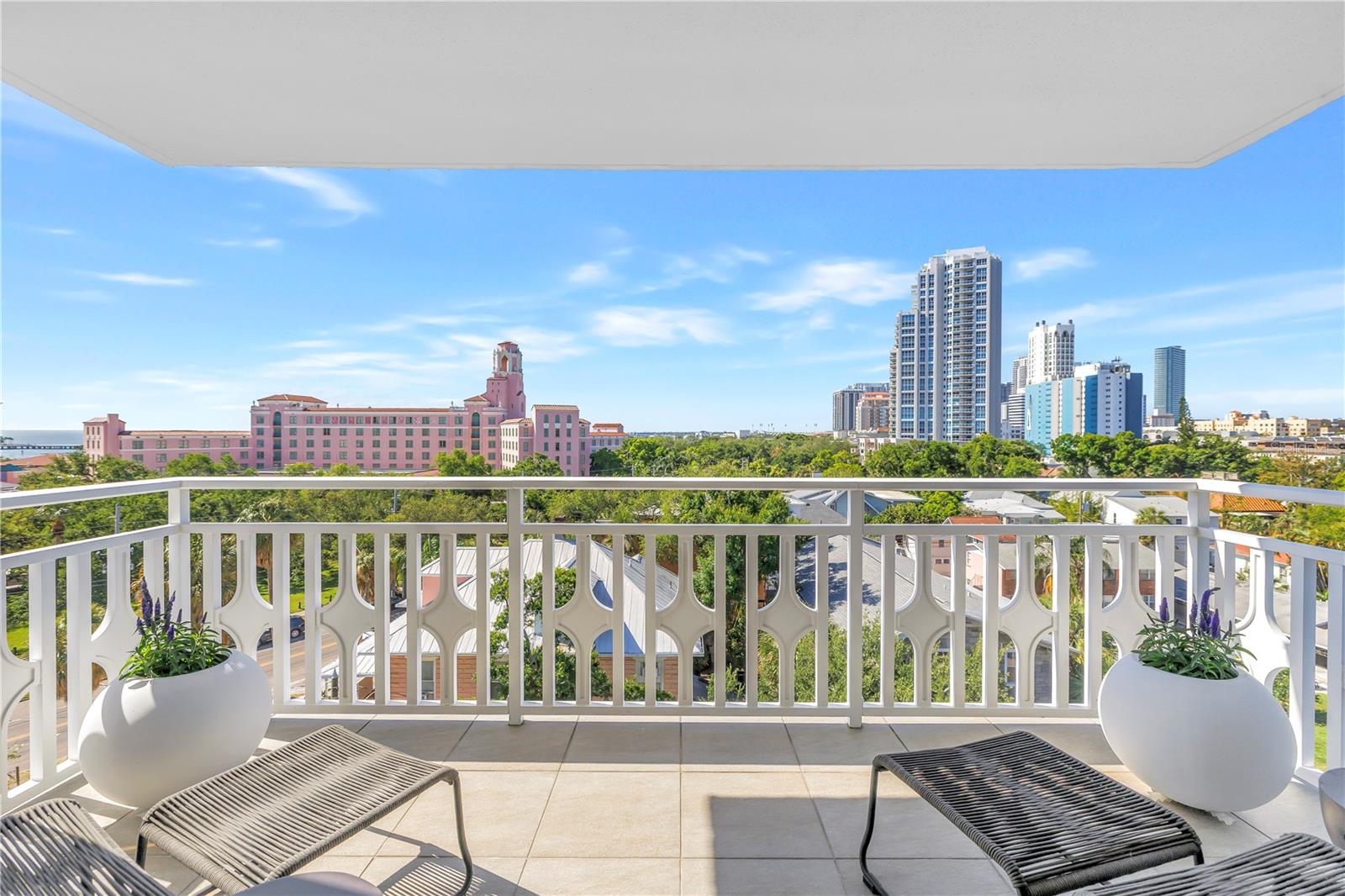 Let's step out to the patio for views of Downtown St Petersburg and Tampa Bay