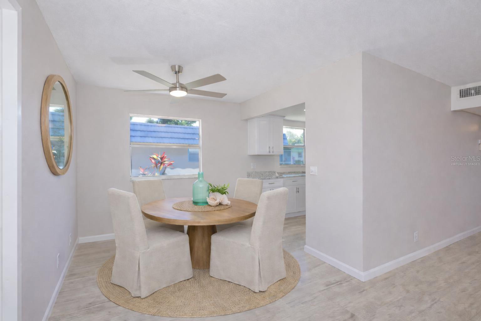 virtually staged dining area