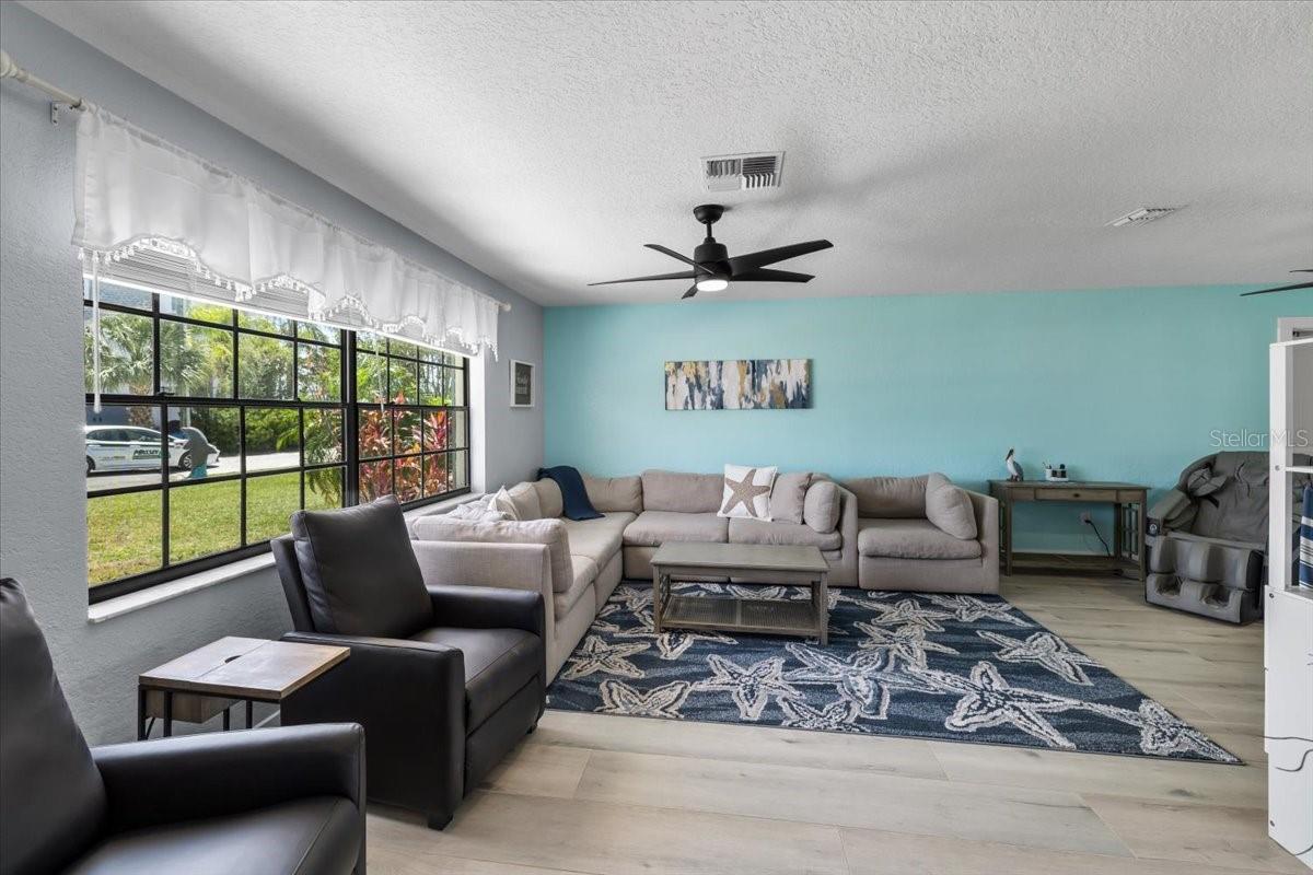 L shaped living room- dining room