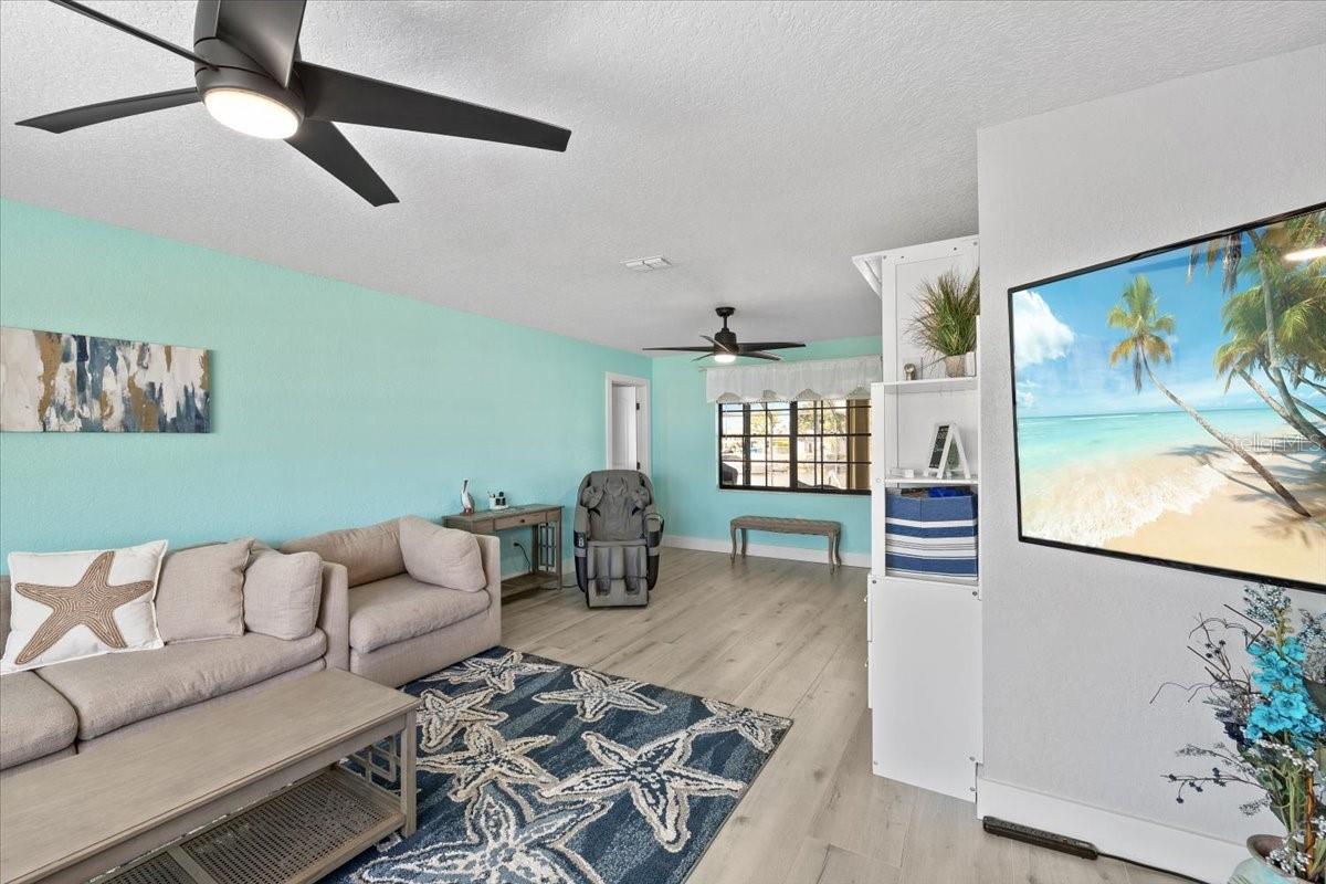 L shaped living room- dining room