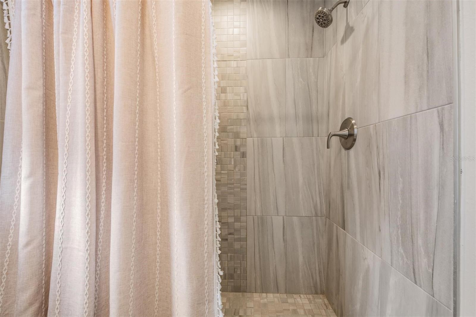 Large step in shower in primry bathroom