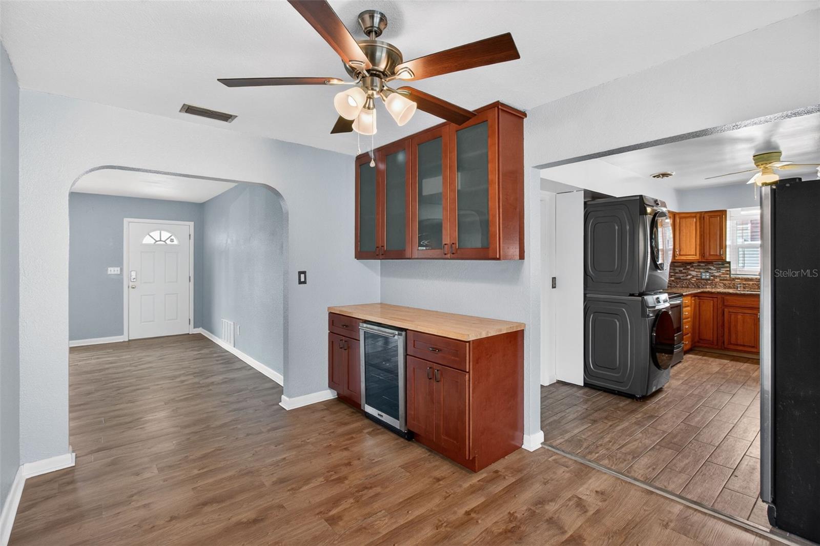 Dining Room with Serving Area/Bar with Bar refrigerator