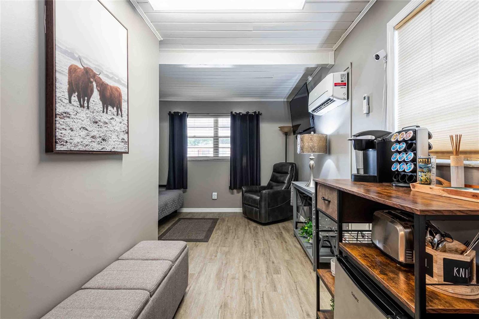 The in-law suite has a mini-split with space to make a kitchenette.