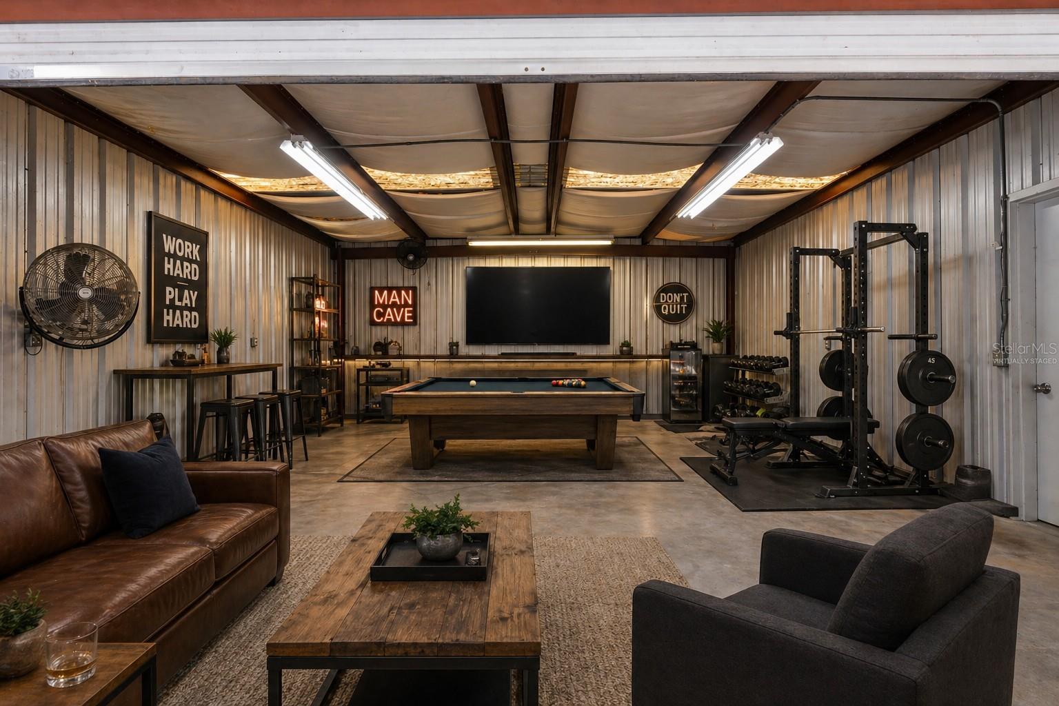 Virtually staged man cave.