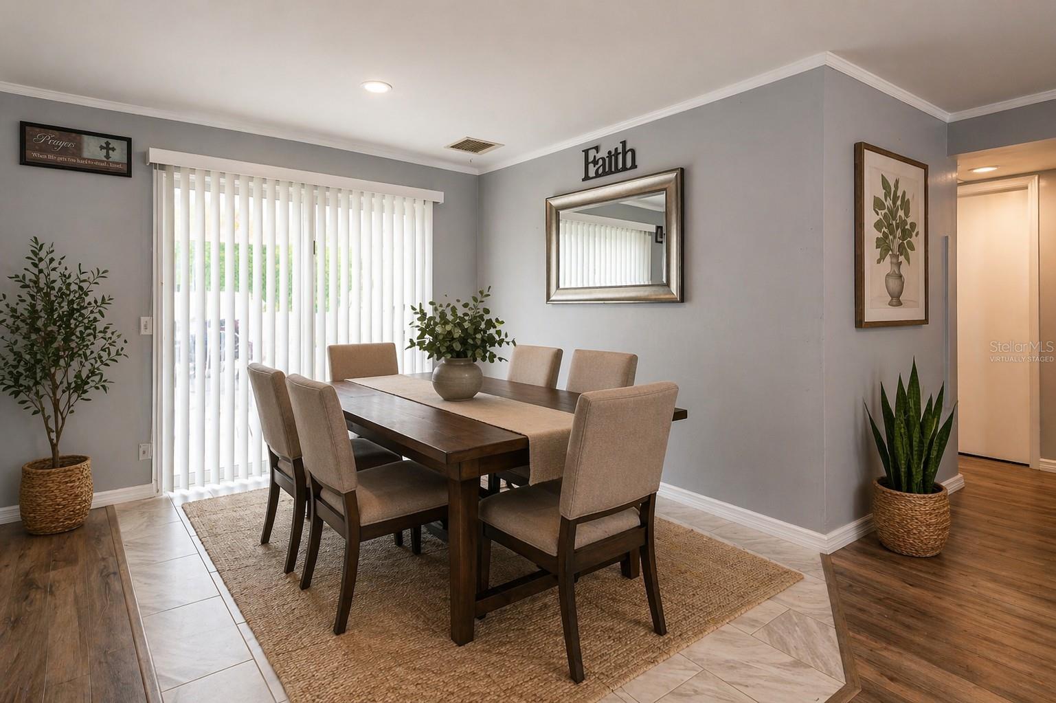 Virtually staged dining area.