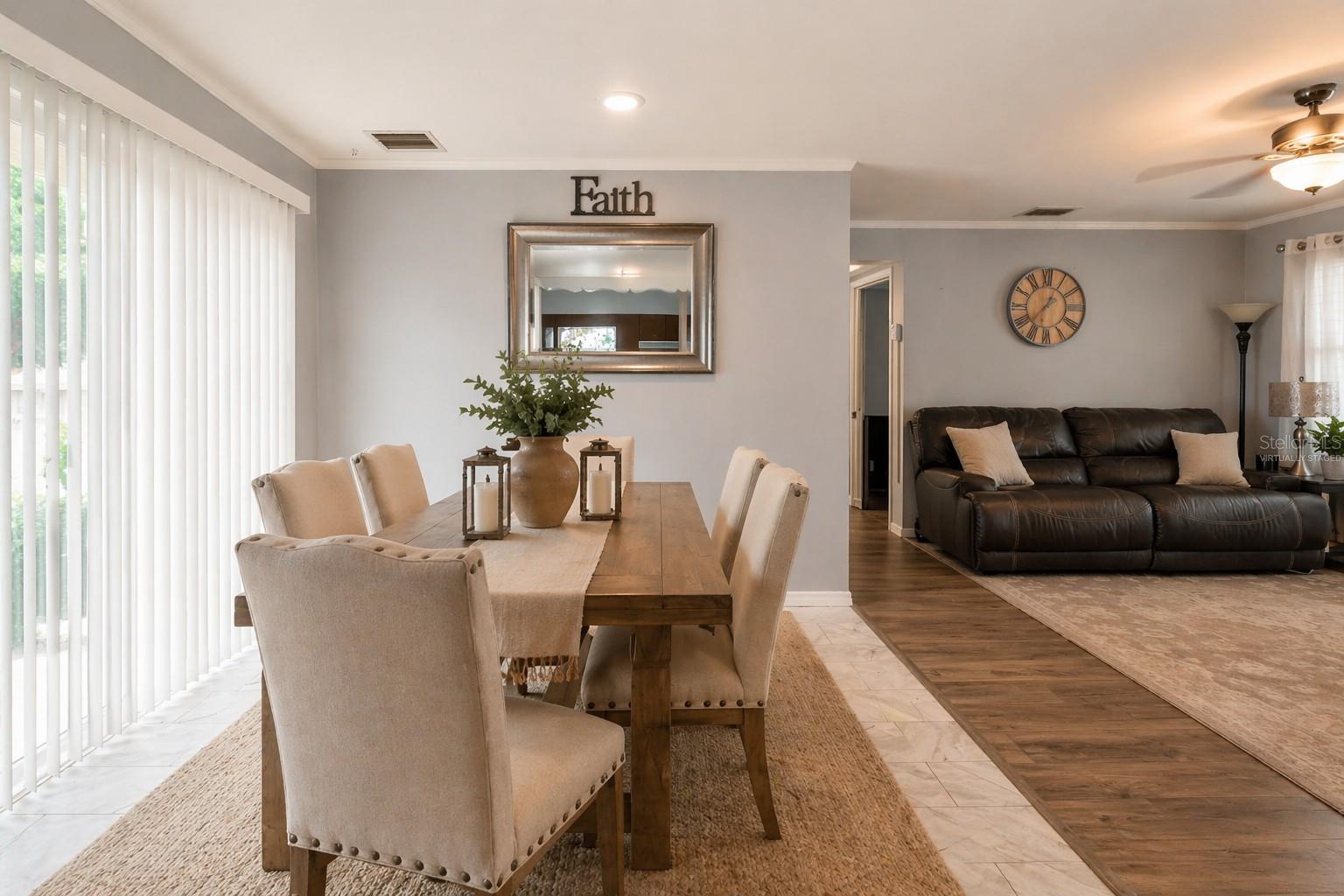 Virtually staged dining area.