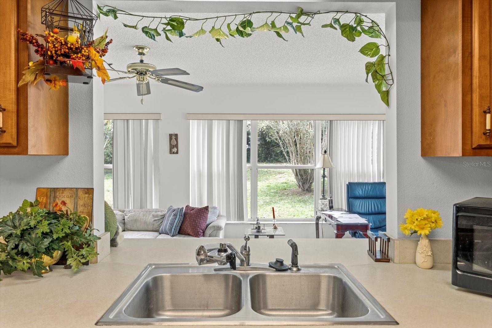 opening over kitchen sink to great room