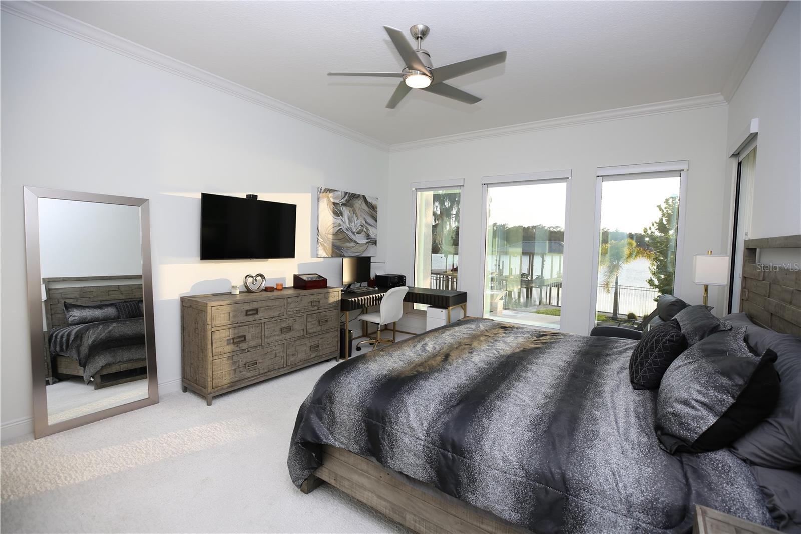 master bedroom overlooking Rainbow Lake