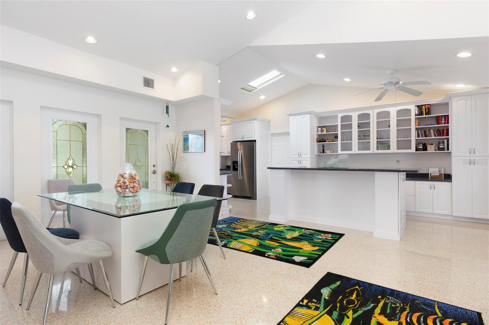 Gorgeous terrazzo floors throughout the open the open space