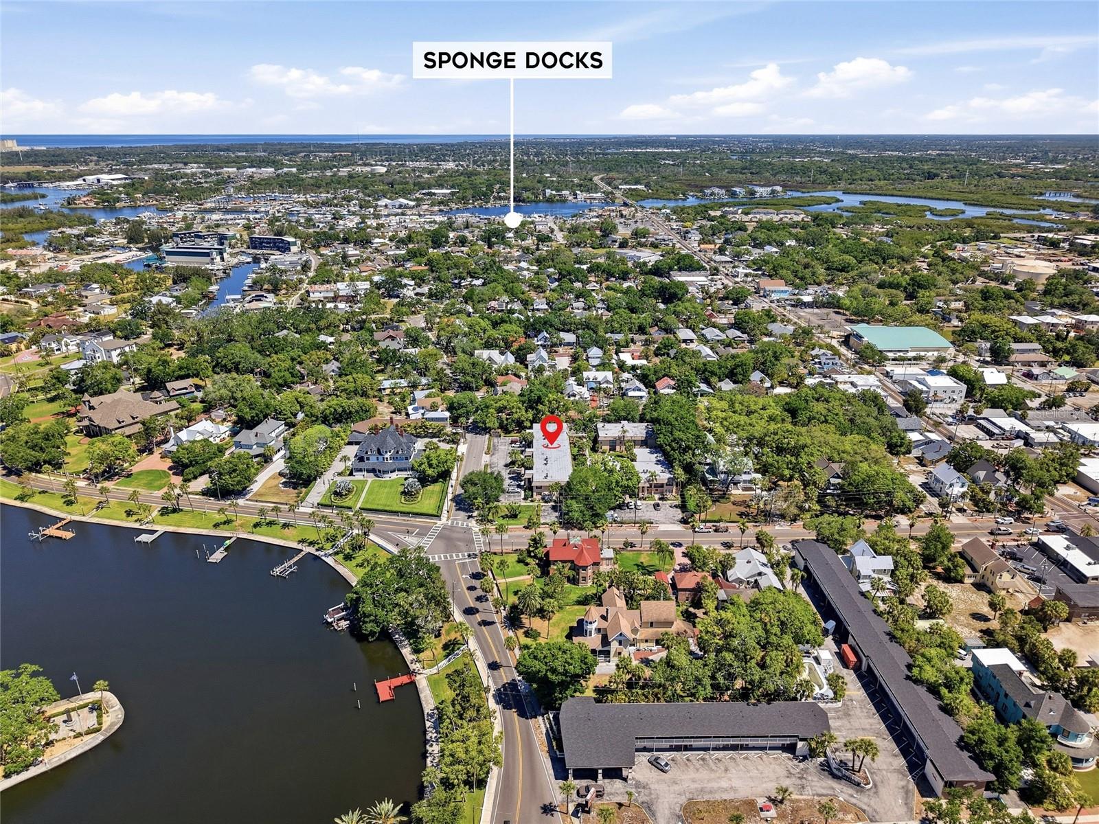 Aerial View headed to the Sponge Docks