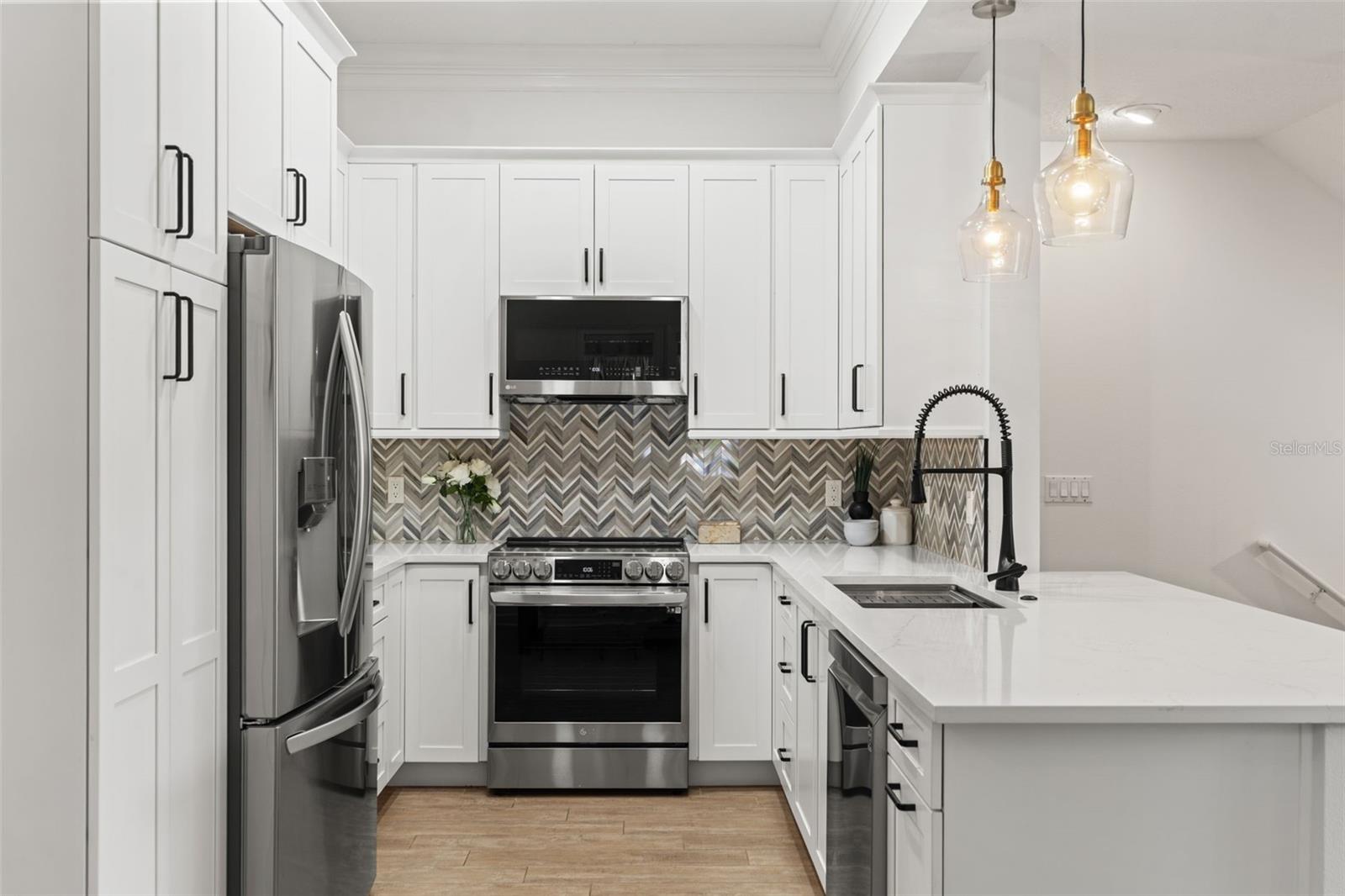 Kitchen with stainless steel appliances