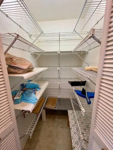 Sizable walk-in kitchen pantry.