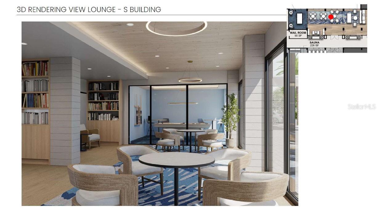 450 South Building - 3D Rendering Lounge